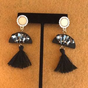 Tassel drop earrings with rhinestones